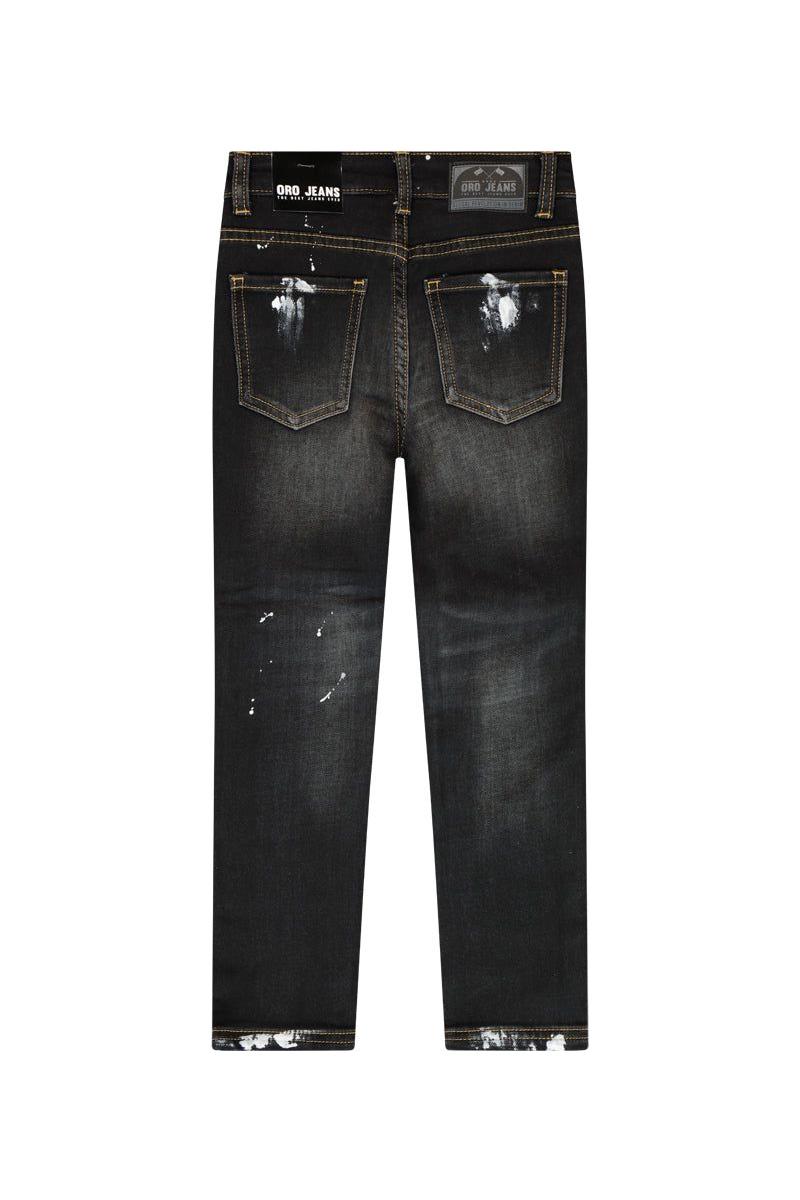 מכנסי ג'ינס ORO קרעים לילדים Black / 4Y