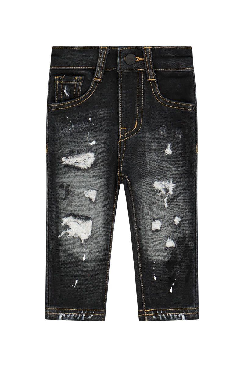 מכנסי ג'ינס ORO קרעים לתינוקות Black / 3-6M