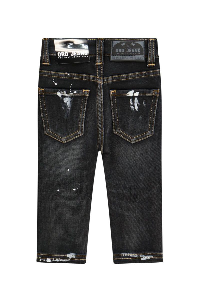 מכנסי ג'ינס ORO קרעים לתינוקות Black / 3-6M