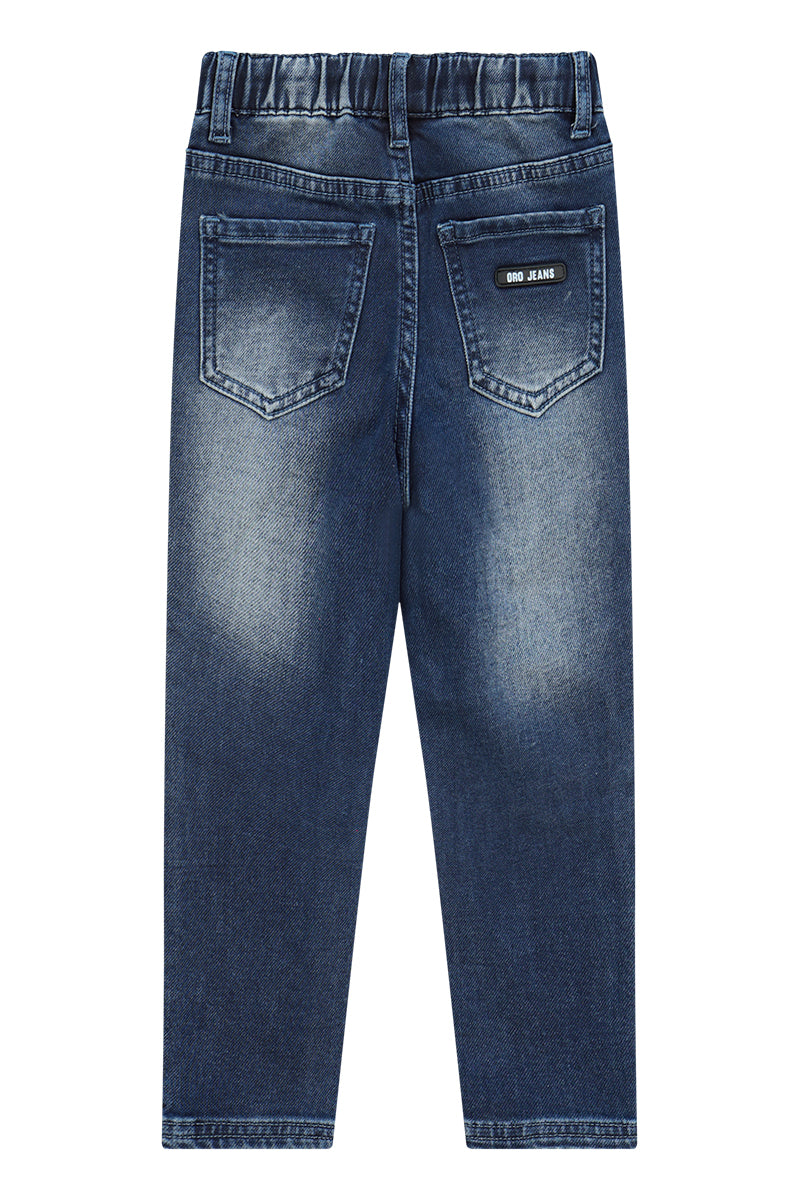 מכנסי ג'ינס ORO קרע בצד לילדים BLUE / 4Y