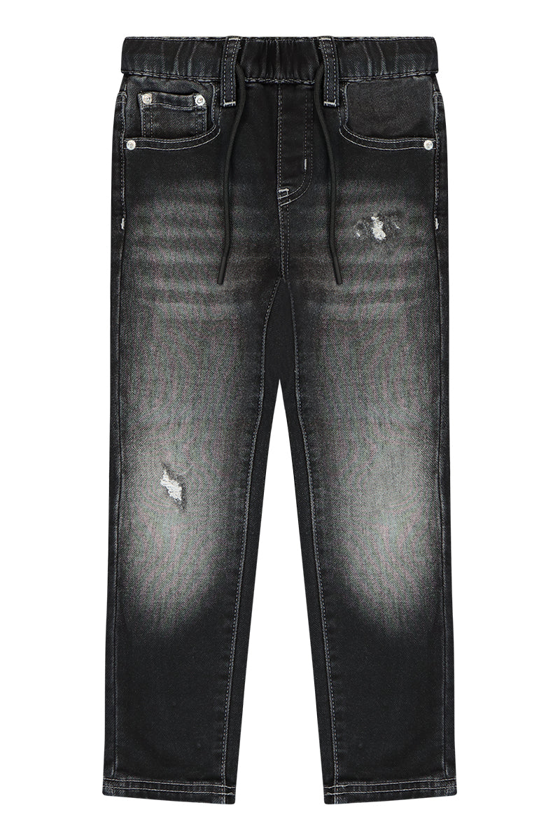 מכנסי ג'ינס ORO קרע בצד לילדים BLACK / 4Y