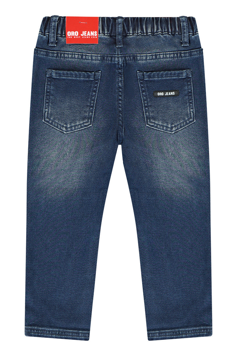 מכנסי ג'ינס ORO קרע בצד לתינוקות BLUE / 3-6M