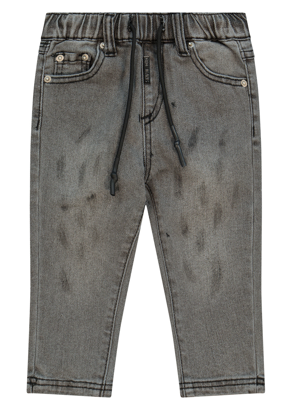 מכנסי ג'ינס ORO שטיפה מדורגת ולוגו בכיס אחורי לתינוקות Gray / 3-6M