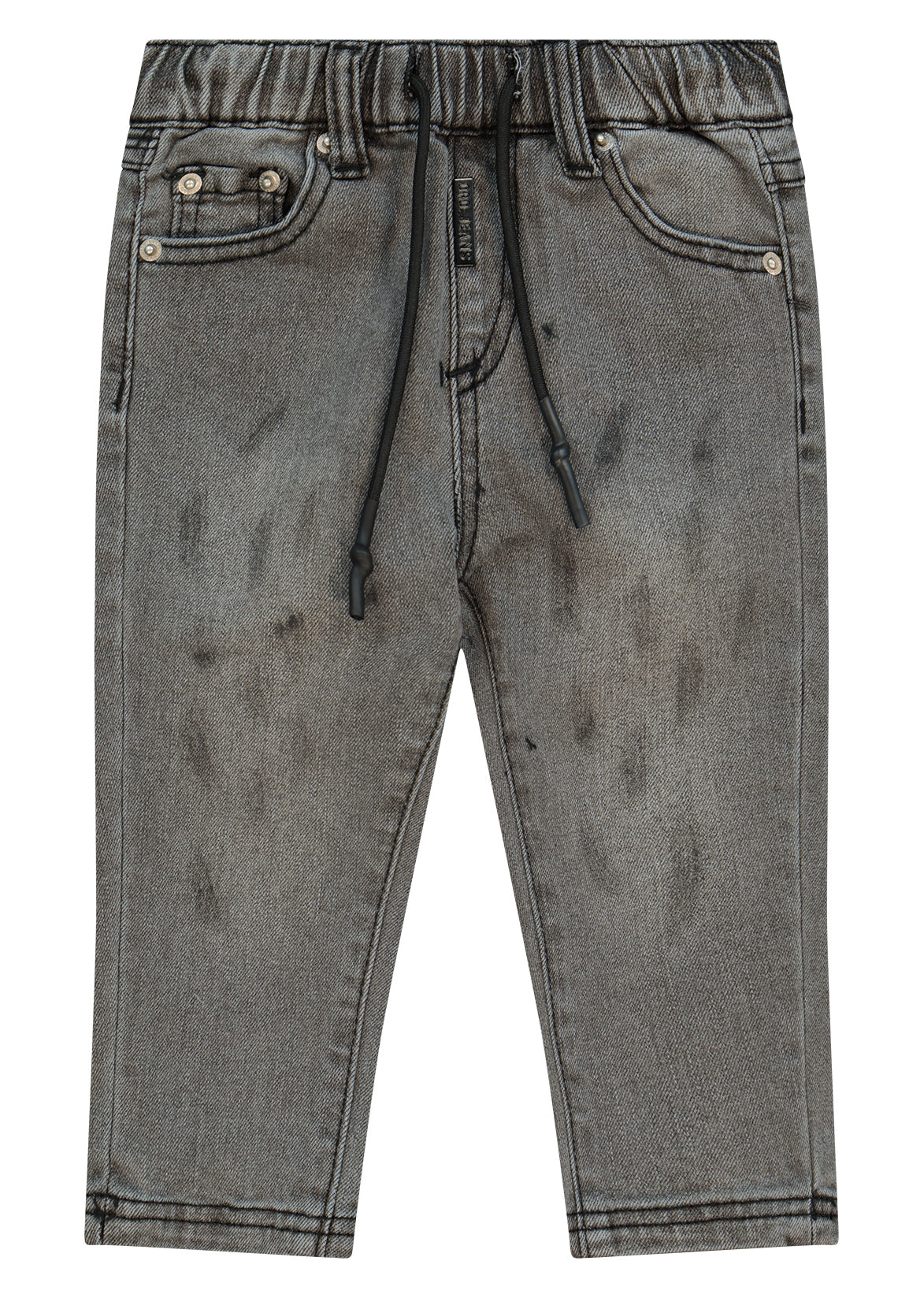 מכנסי ג'ינס ORO שטיפה מדורגת ולוגו בכיס אחורי לתינוקות Gray / 3-6M