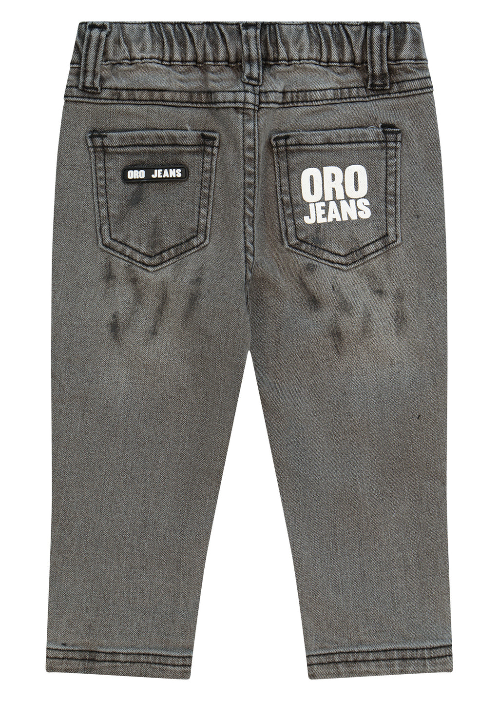 מכנסי ג'ינס ORO שטיפה מדורגת ולוגו בכיס אחורי לתינוקות Gray / 3-6M