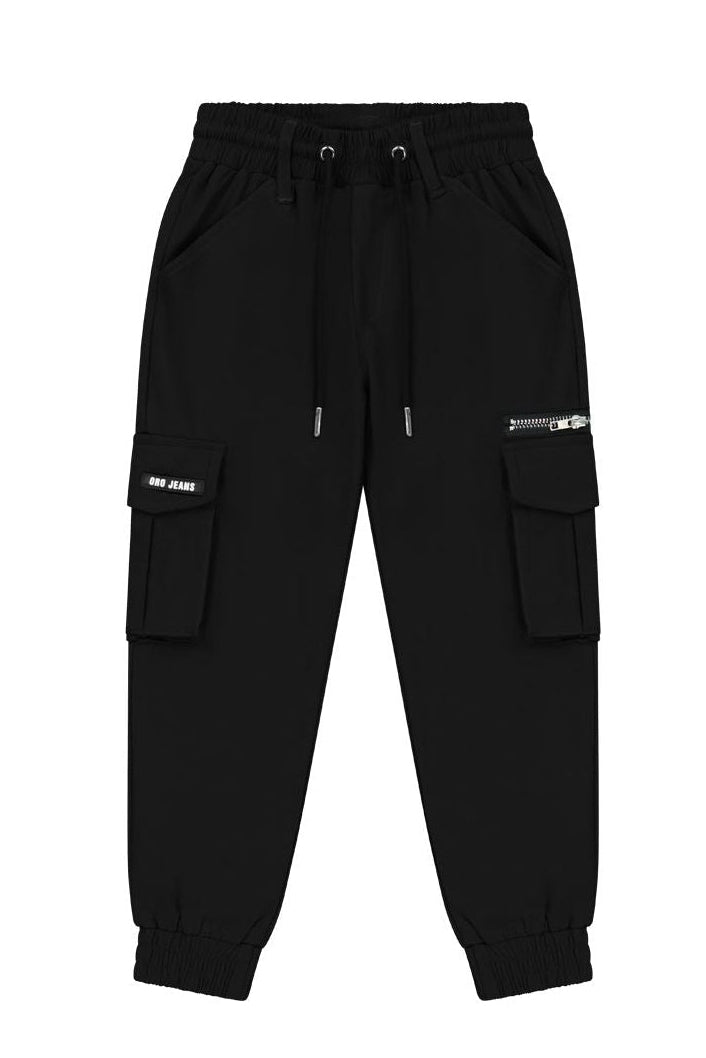 מכנסי דגמ"ח ORO כיסים בצדדים לילדים BLACK / 4Y