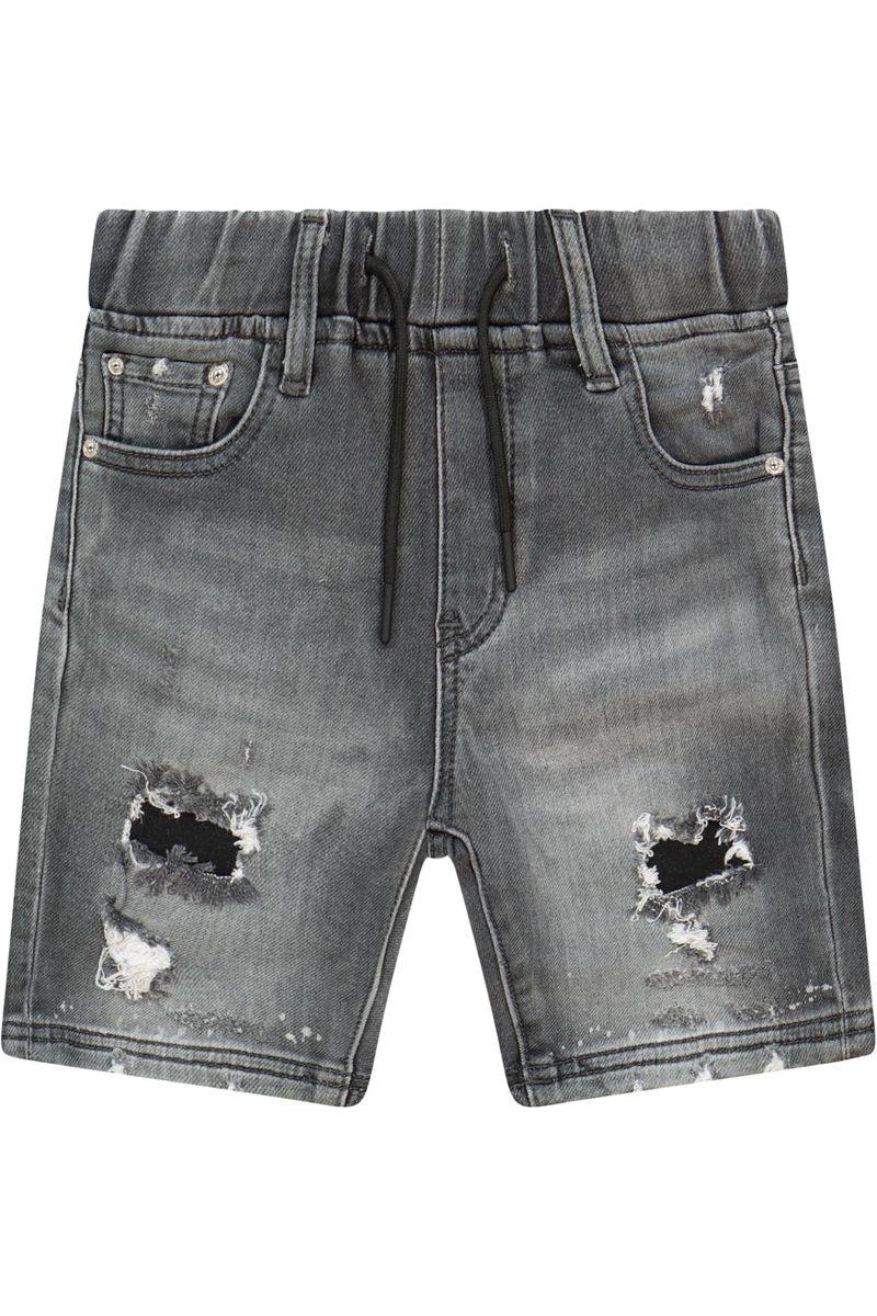 מכנסי ברמודה ג'ינס ORO גומי במותן לילדים Black / 4Y