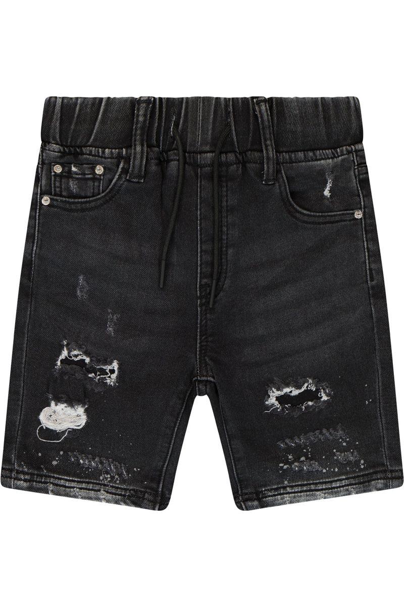 מכנסי ברמודה ג'ינס ORO גומי במותן לילדים Black / 4Y