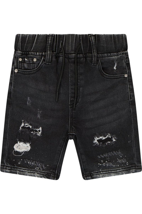 מכנסי ברמודה ג'ינס ORO גומי במותן לילדים Black / 4Y