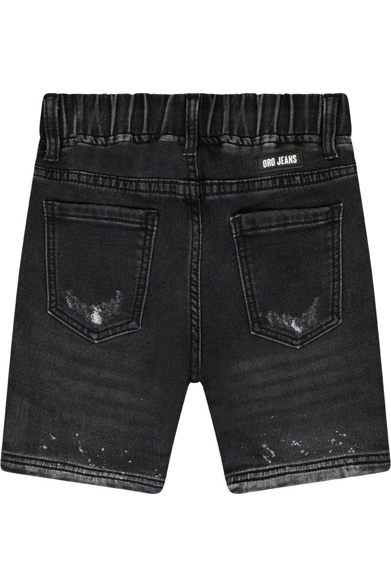 מכנסי ברמודה ג'ינס ORO גומי במותן לילדים Black / 4Y