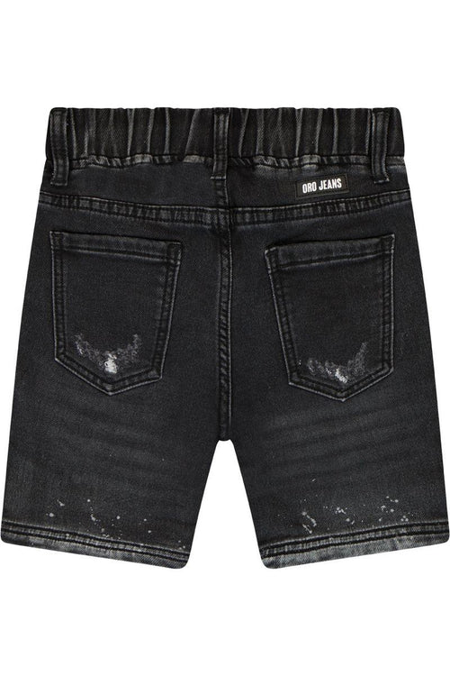 מכנסי ברמודה ג'ינס ORO גומי במותן לילדים Black / 4Y