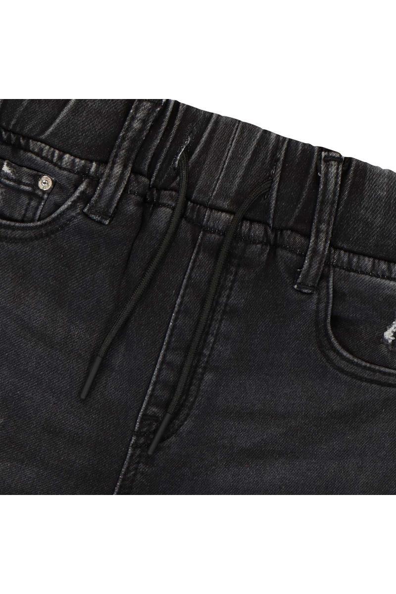 מכנסי ברמודה ג'ינס ORO גומי במותן לילדים Black / 4Y