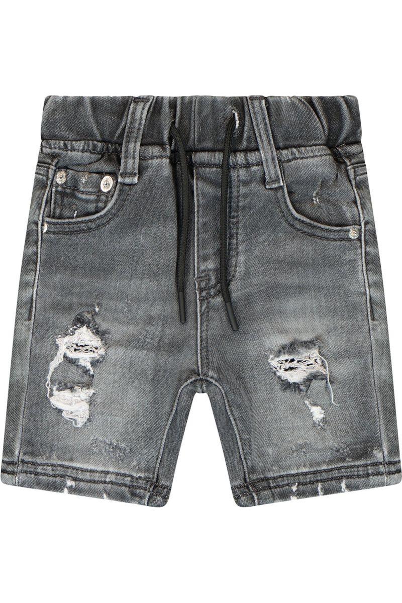 מכנסי ברמודה ג'ינס ORO גומי במותן לתינוקות Black / 3-6M