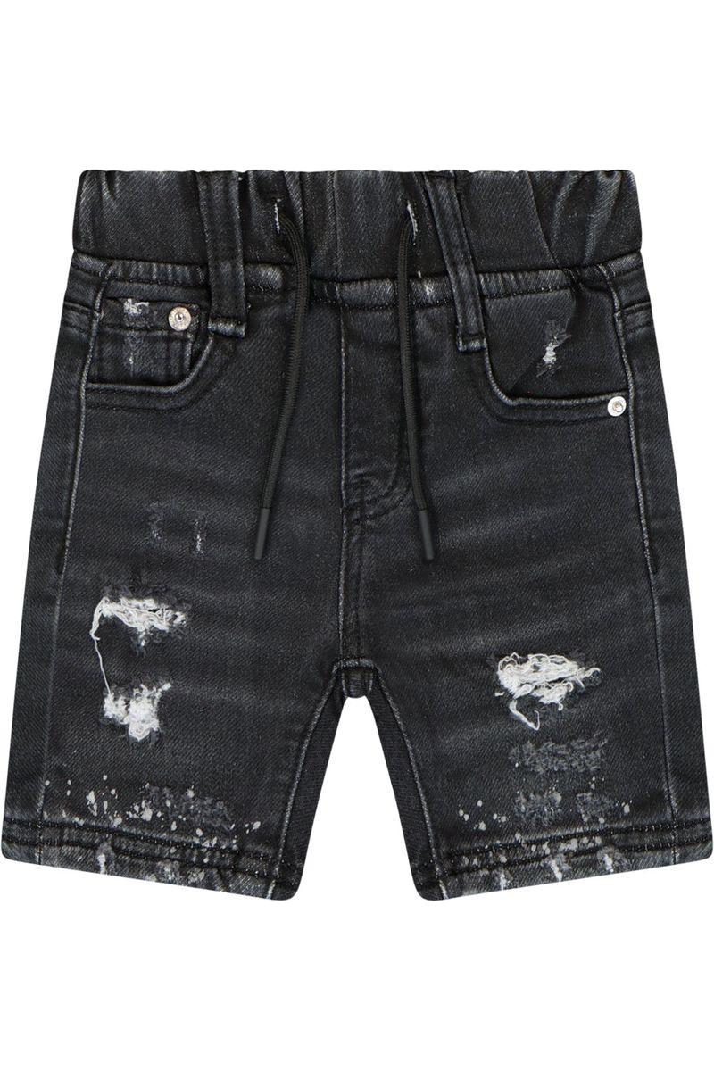 מכנסי ברמודה ג'ינס ORO גומי במותן לתינוקות Black / 3-6M