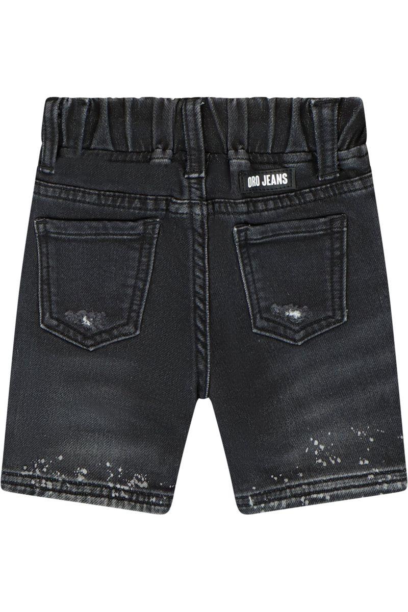 מכנסי ברמודה ג'ינס ORO גומי במותן לתינוקות Black / 3-6M