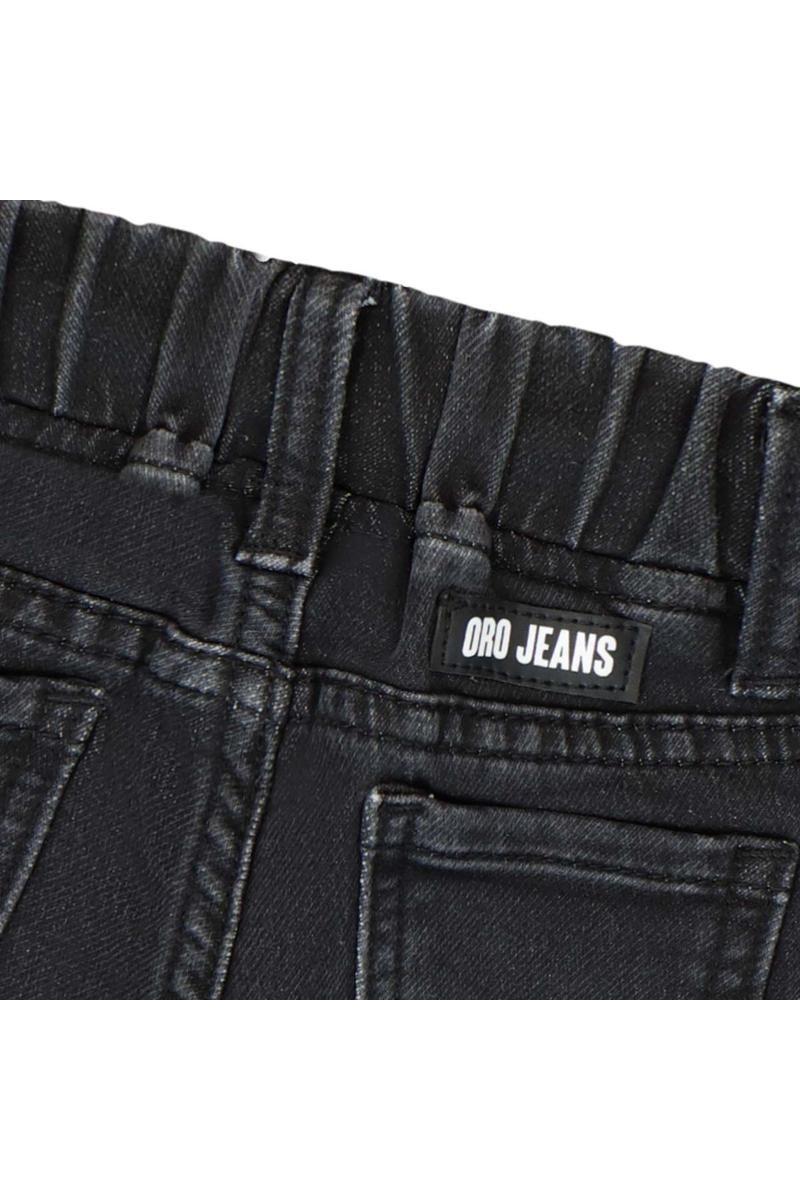 מכנסי ברמודה ג'ינס ORO גומי במותן לתינוקות Black / 3-6M