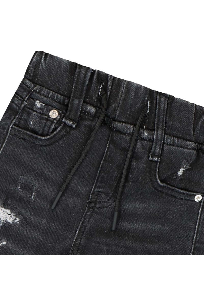 מכנסי ברמודה ג'ינס ORO גומי במותן לתינוקות Black / 3-6M