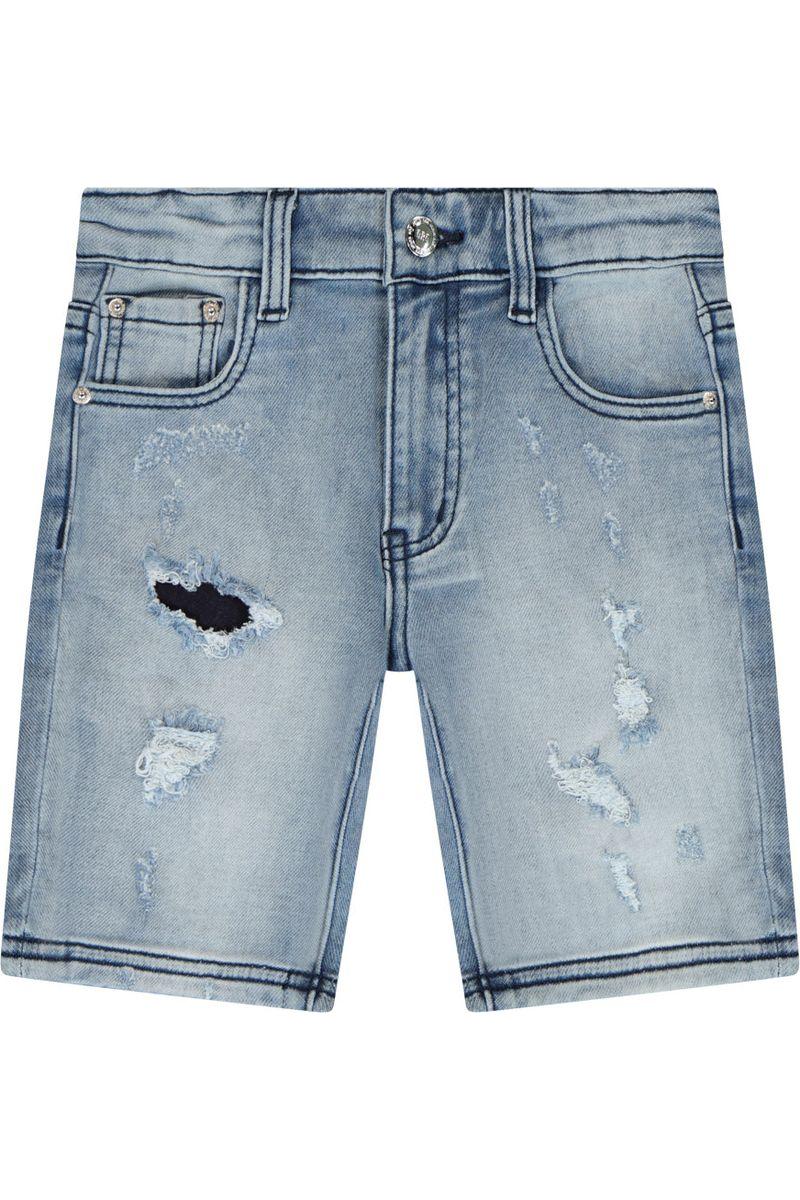 מכנסי ברמודה ג'ינס ORO משופשפים לילדים Blue / 4Y