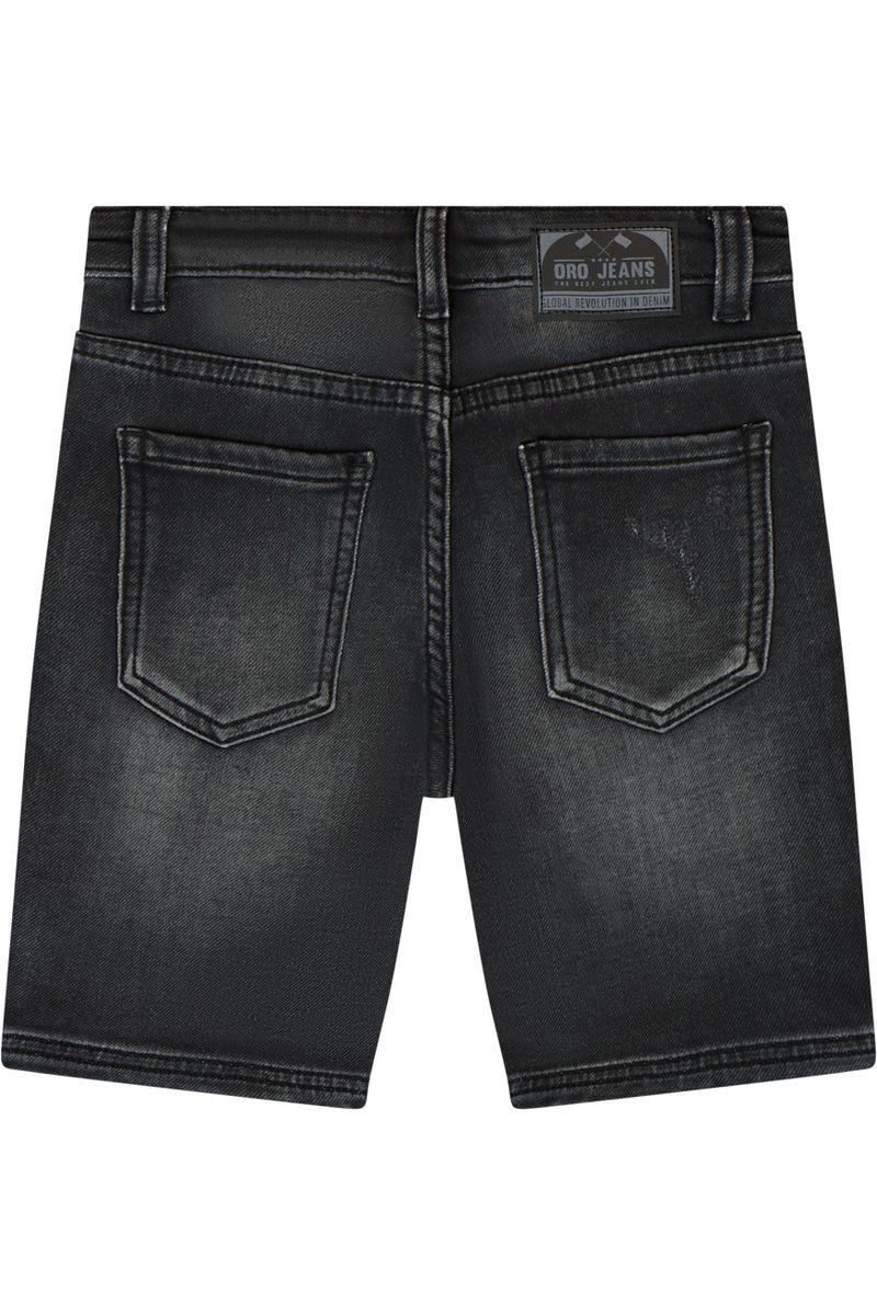 מכנסי ברמודה ג'ינס ORO משופשפים לילדים Black / 4Y