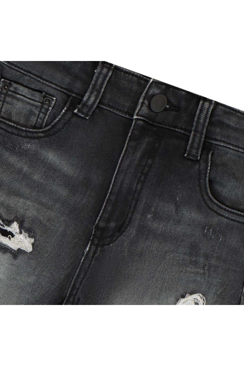 מכנסי ברמודה ג'ינס ORO משופשפים לילדים Black / 4Y