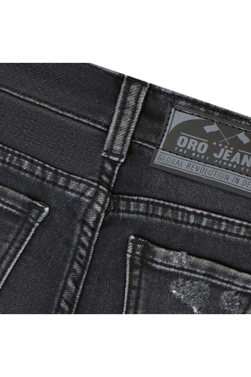 מכנסי ברמודה ג'ינס ORO משופשפים לתינוקות Black / 3-6M