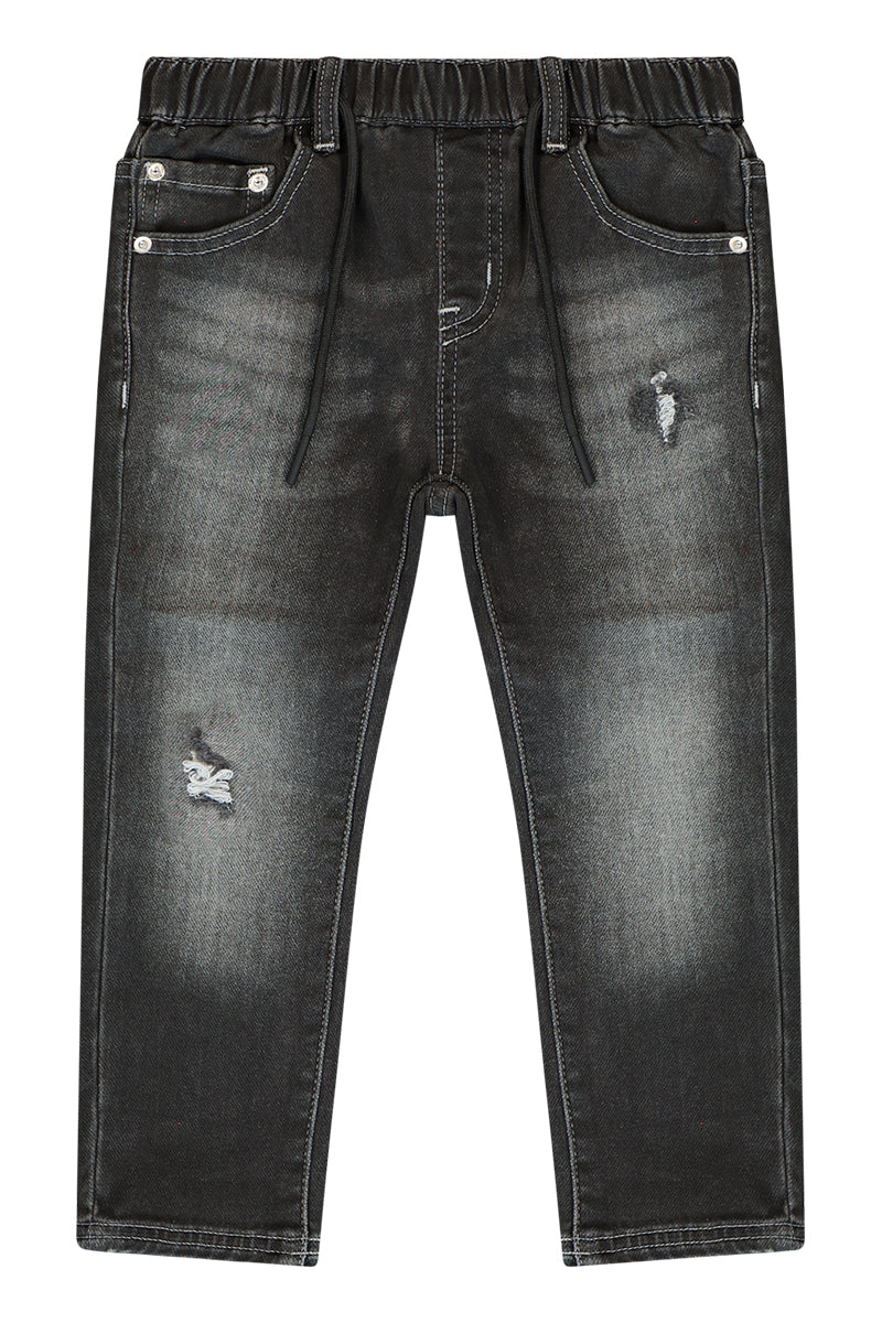 מכנסי ג'ינס ORO קרע בצד לתינוקות BLACK / 3-6M