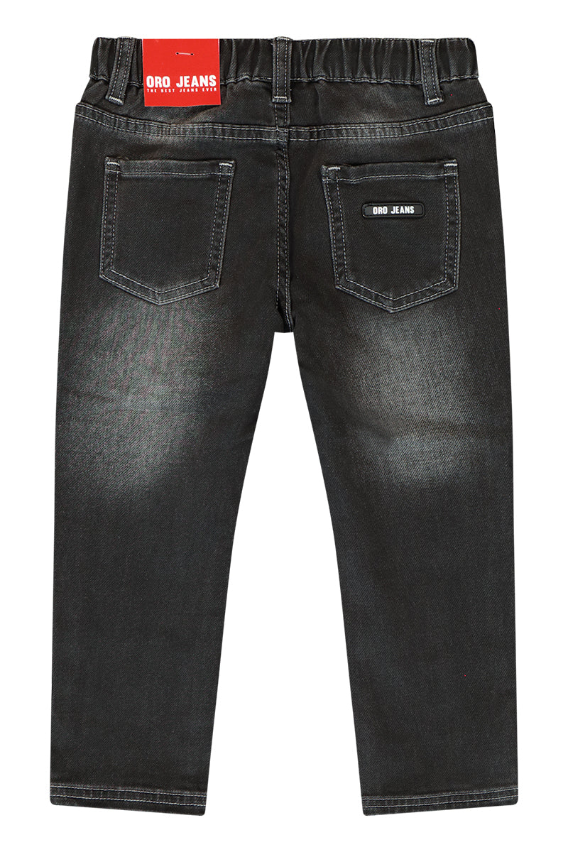 מכנסי ג'ינס ORO קרע בצד לתינוקות BLACK / 3-6M