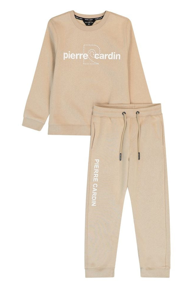 חליפת טרנינג PIERRE CARDIN לוגו מותג באמצע לילדים BEIGE / 4Y