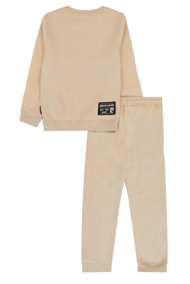 חליפת טרנינג PIERRE CARDIN לוגו מותג באמצע לילדים BEIGE / 4Y