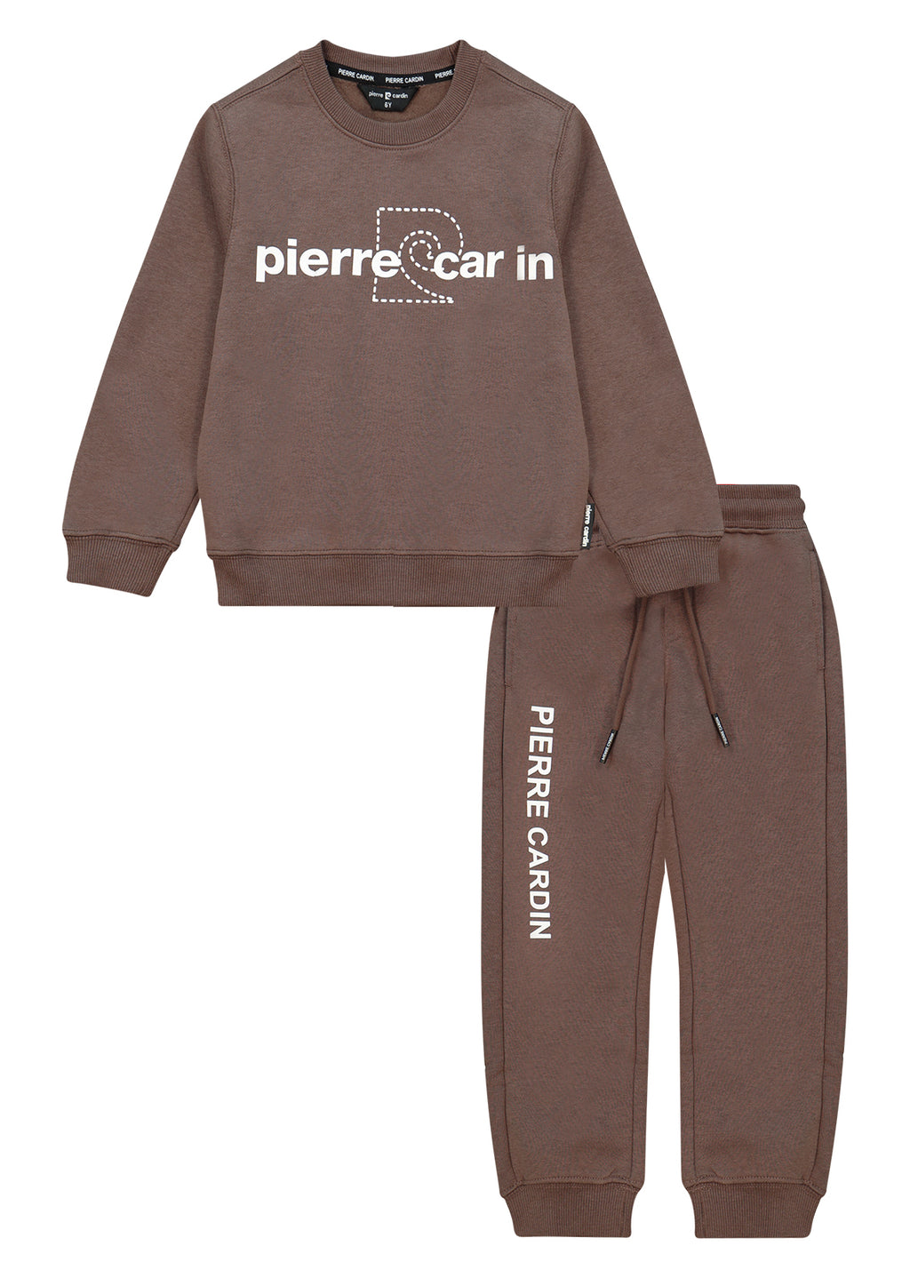חליפת טרנינג PIERRE CARDIN לוגו מותג באמצע לילדים BROWN / 4Y