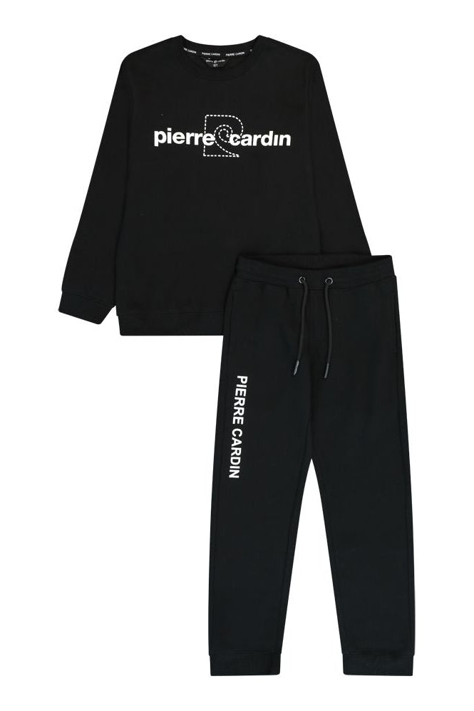 חליפת טרנינג PIERRE CARDIN לוגו מותג באמצע לילדים BLACK / 4Y