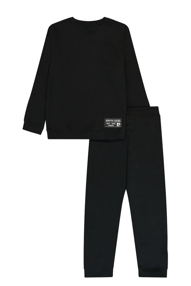 חליפת טרנינג PIERRE CARDIN לוגו מותג באמצע לילדים BLACK / 4Y