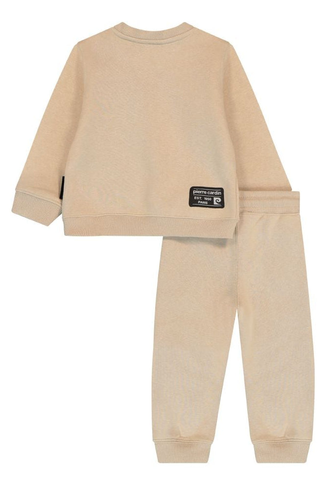 חליפת טרנינג PIERRE CARDIN לוגו מותג באמצע לתינוקות BEIGE / 3-6M