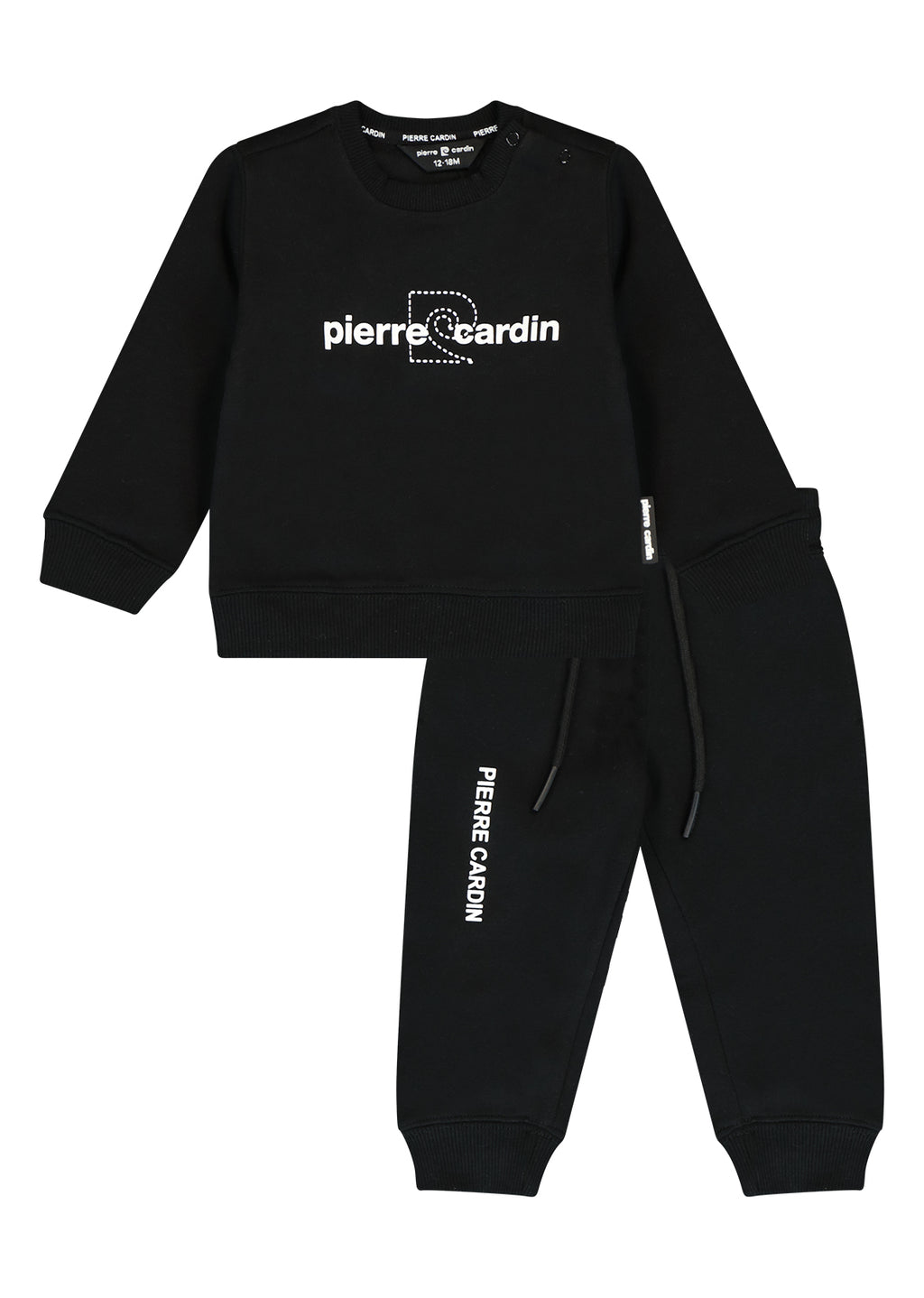 חליפת טרנינג PIERRE CARDIN לוגו מותג באמצע לתינוקות BLACK / 3-6M