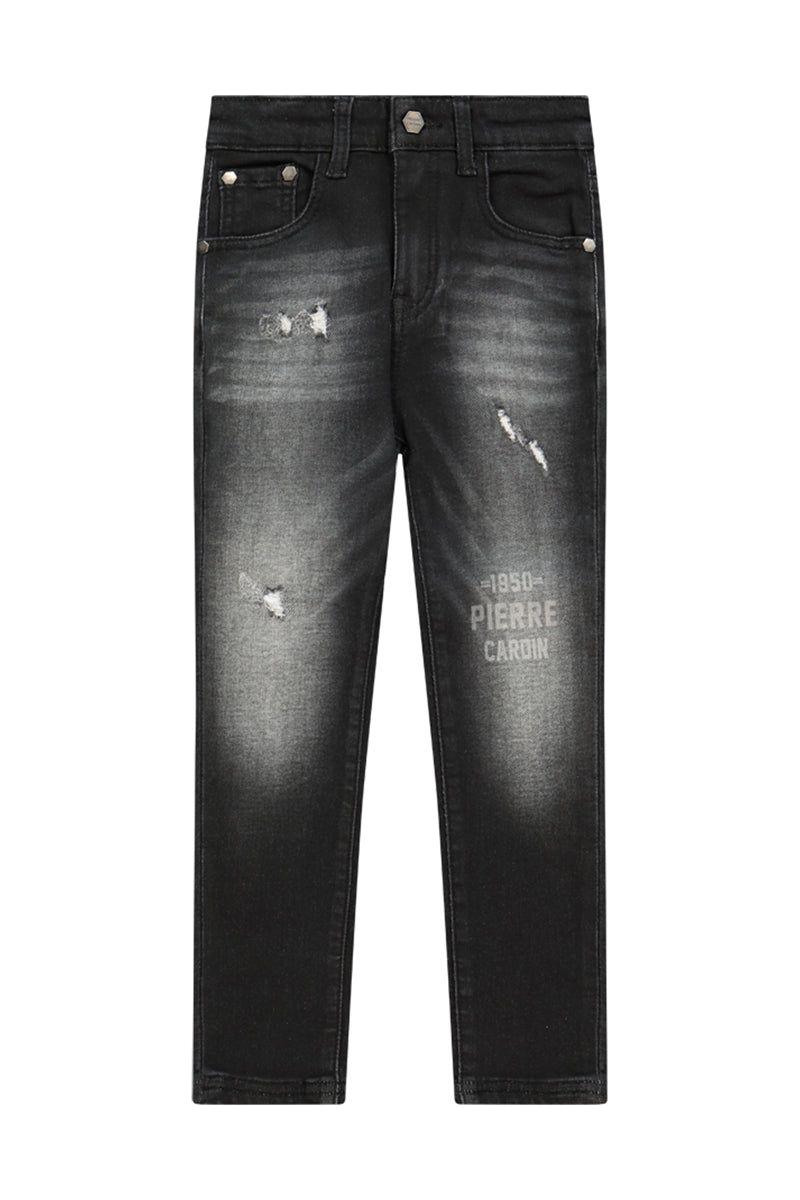 מכנסי ג'ינס PIERRE CARDIN לוגו מותג בברך לילדים