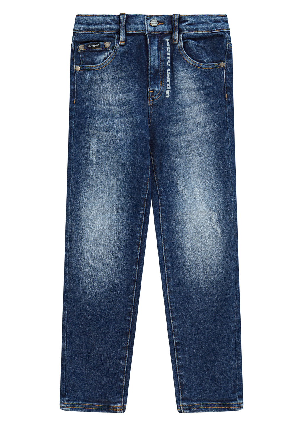 מכנסי ג'ינס PIERRE CARDIN לוגו מותג בכיס האחורי לידים BLUE / 4Y