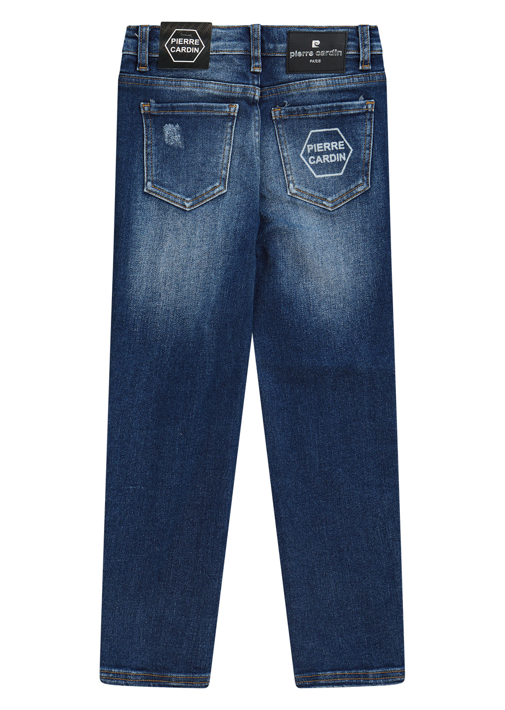מכנסי ג'ינס PIERRE CARDIN לוגו מותג בכיס האחורי לידים BLUE / 4Y