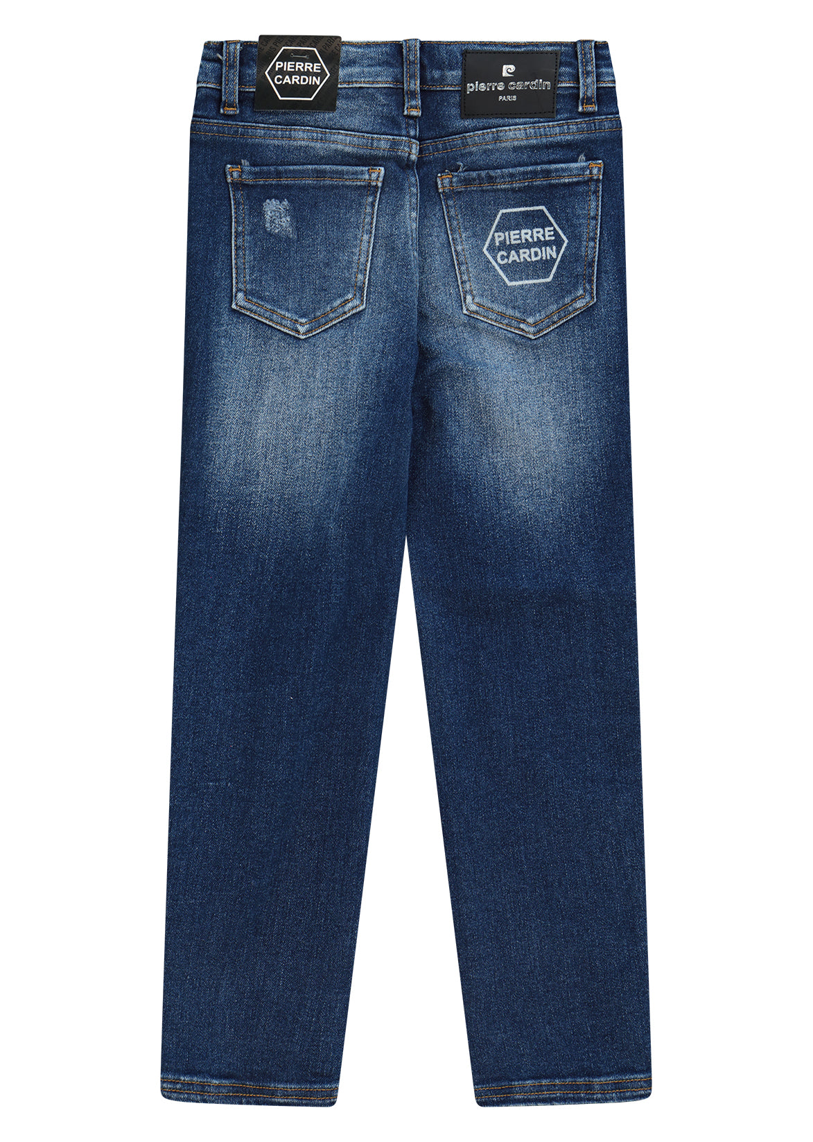 מכנסי ג'ינס PIERRE CARDIN לוגו מותג בכיס האחורי לידים BLUE / 4Y