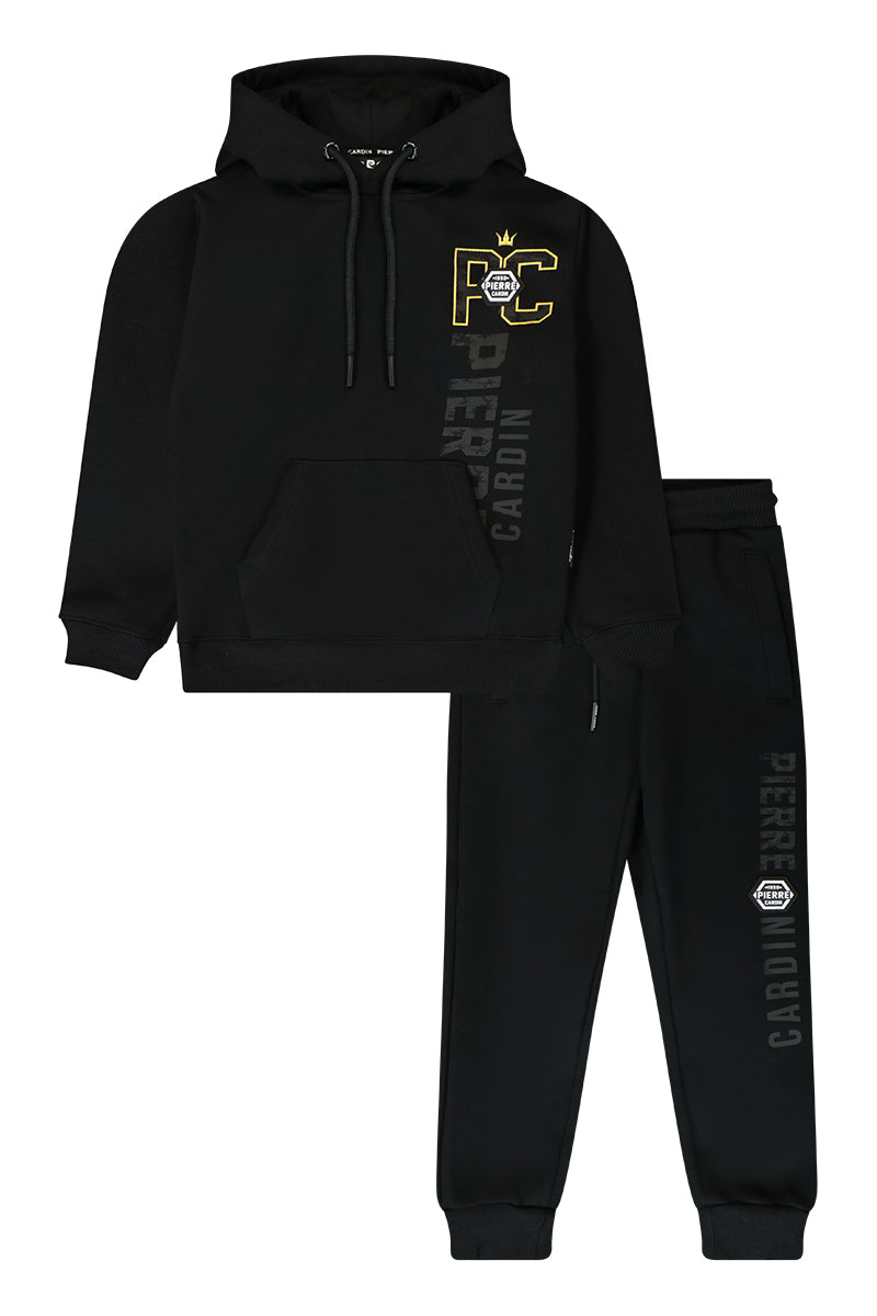 חליפת טרנינג PIERRE CARDIN לוגו מותג לאורך בצד לילדים BLACK / 2Y