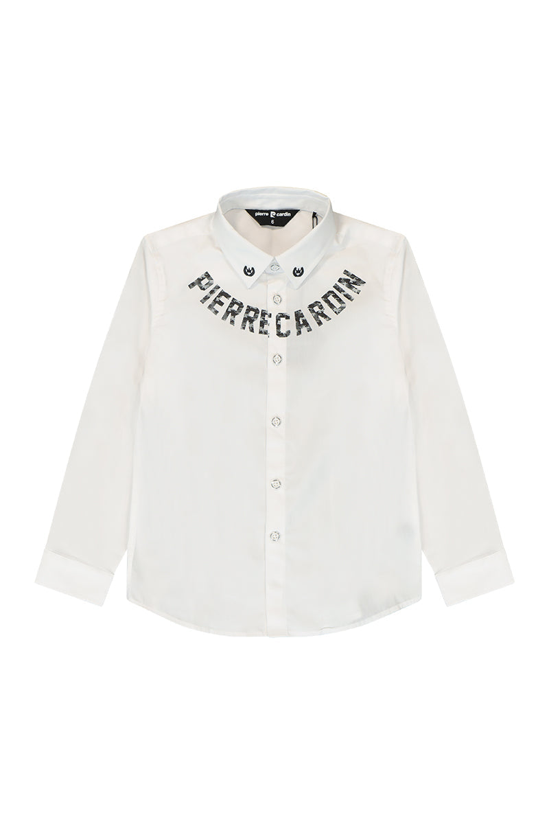 חולצה מכופתרת PIERRE CARDIN לוגו מותג בצווארון לילדים WHITE / 2Y