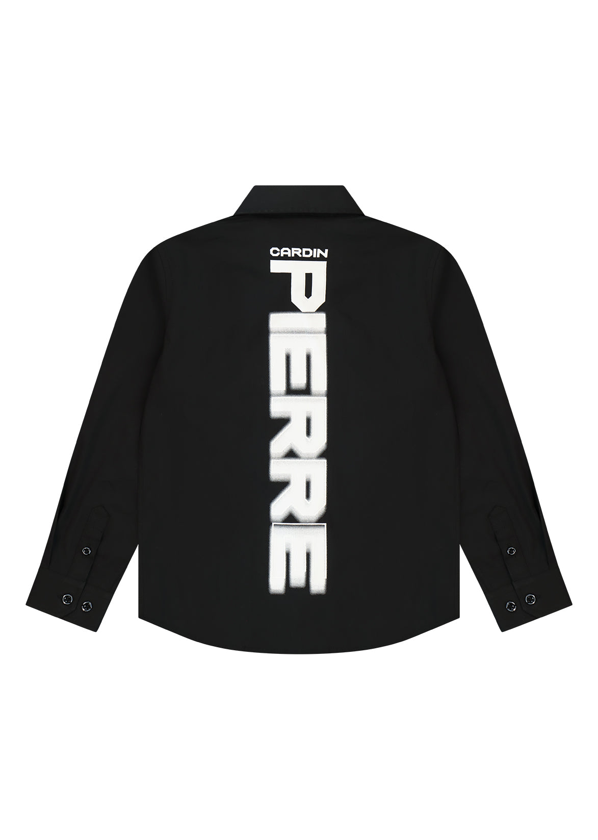 חולצה מכופתרת PIERRE CARDIN הדפס לוגו אנכי גדול לאורך החזית לתינוקות BLACK / 3-6M