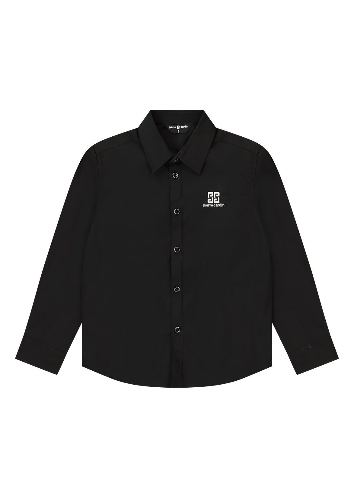 חולצה מכופתרת PIERRE CARDIN מיתוג אנכי גדול, כיס חזה ולוגו קטן לילדים BLACK / 2Y