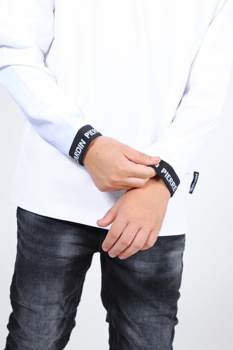 חולצת טי שרט PIERRE CARDIN ארוכה לוגו בצווארון לילדים