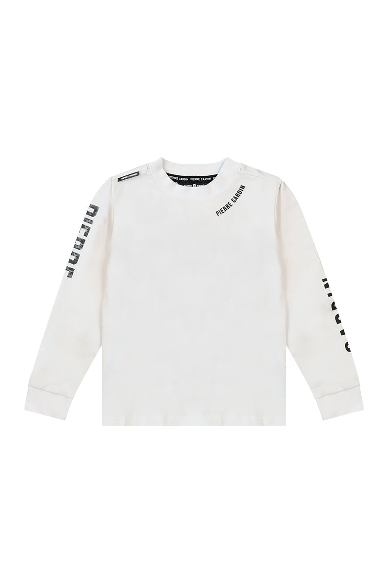חולצת טישירט PIERRE CARDIN לוגו מותג בשרוולים לילדים WHITE / 4Y