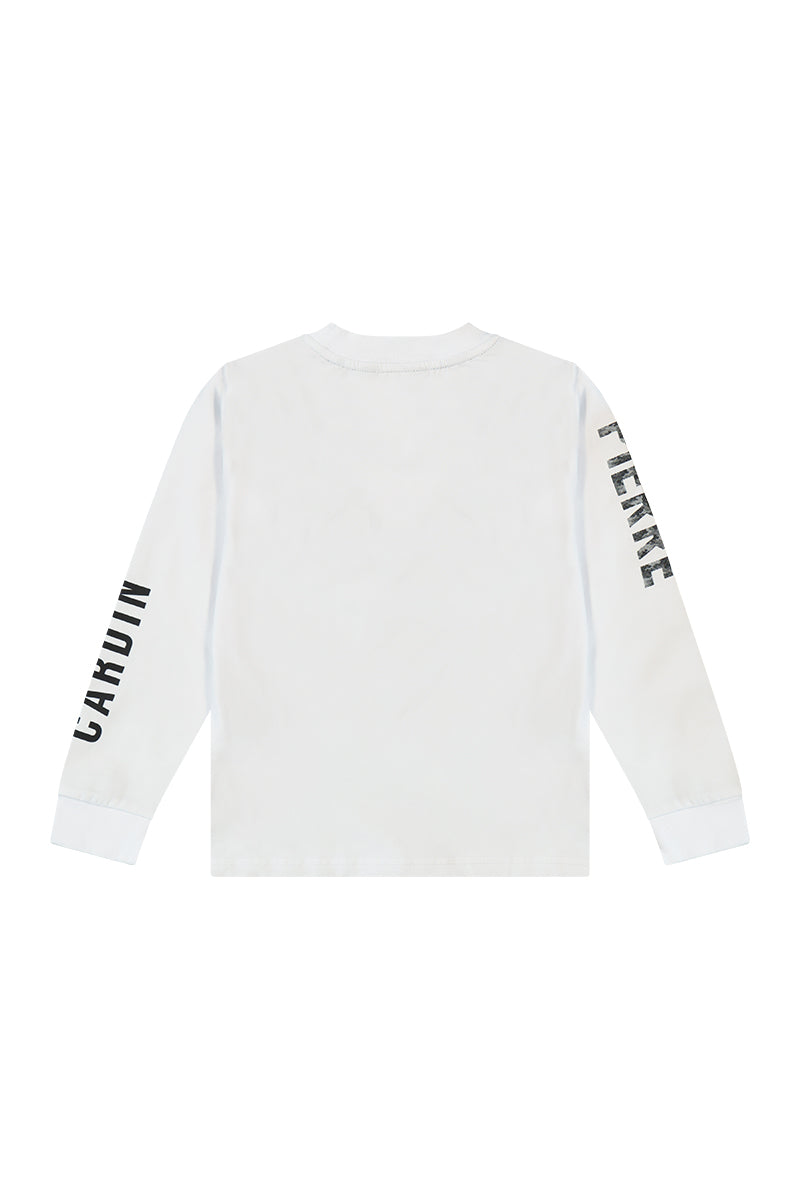 חולצת טישירט PIERRE CARDIN לוגו מותג בשרוולים לילדים WHITE / 4Y
