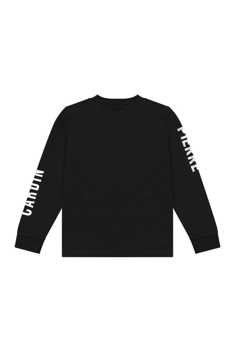 חולצת טישירט PIERRE CARDIN לוגו מותג בשרוולים לילדים BLACK / 4Y