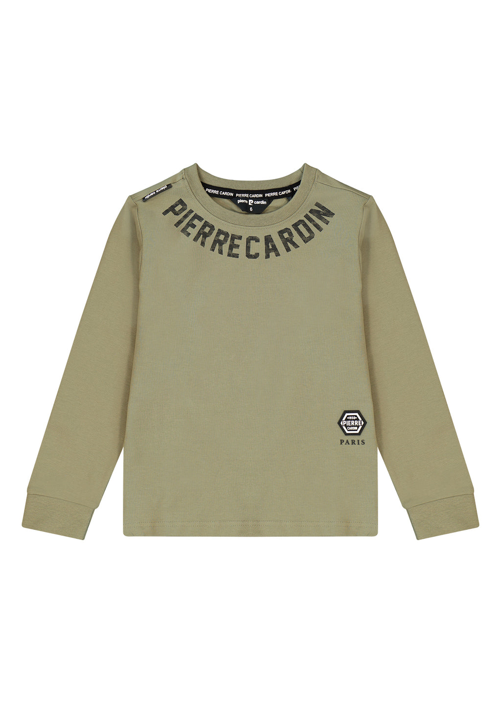 חולצת טישירט PIERRE CARDIN לוגו מותג מודפס בצווארון לילדים BROWN / 4Y