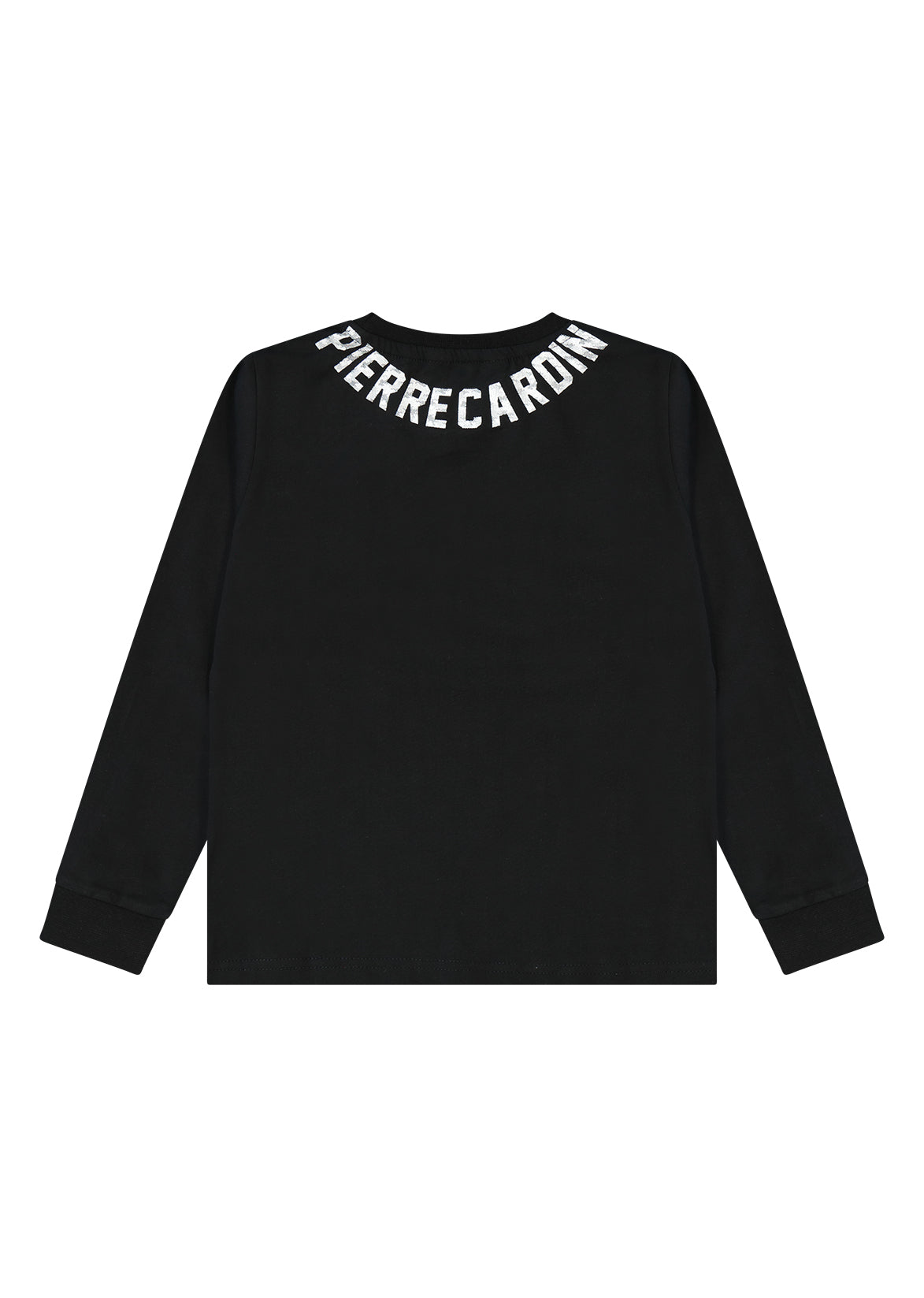 חולצת טישירט PIERRE CARDIN לוגו מותג מודפס בצווארון לילדים BLACK / 4Y