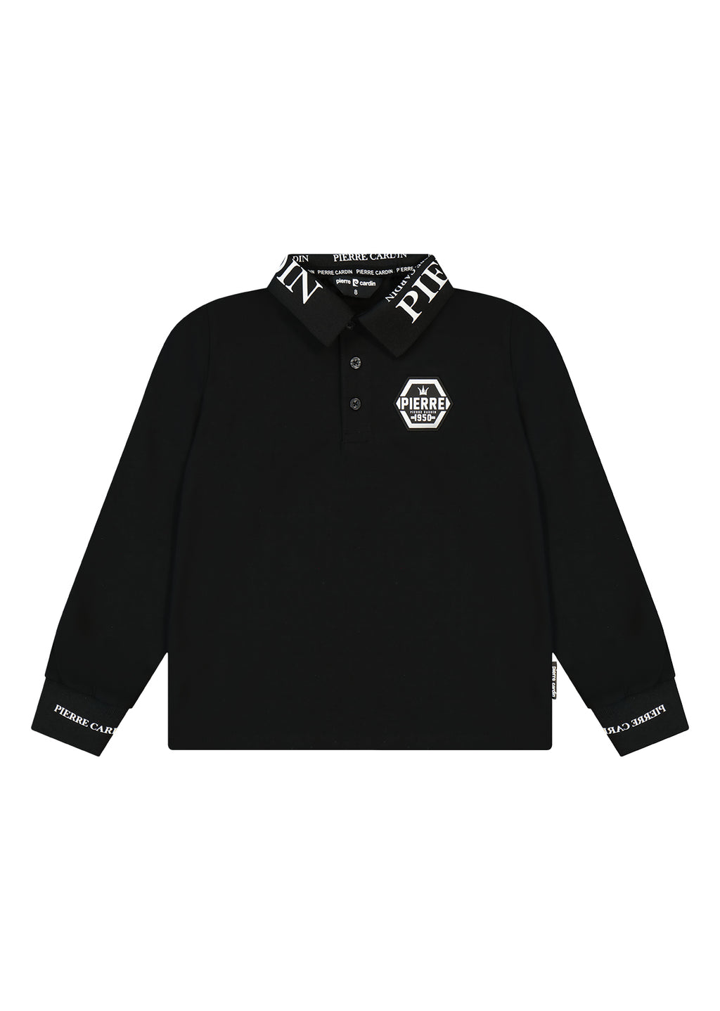 חולצת צווארון PIERRE CARDIN לוגו מותג בצד לילדים BLACK / 4Y