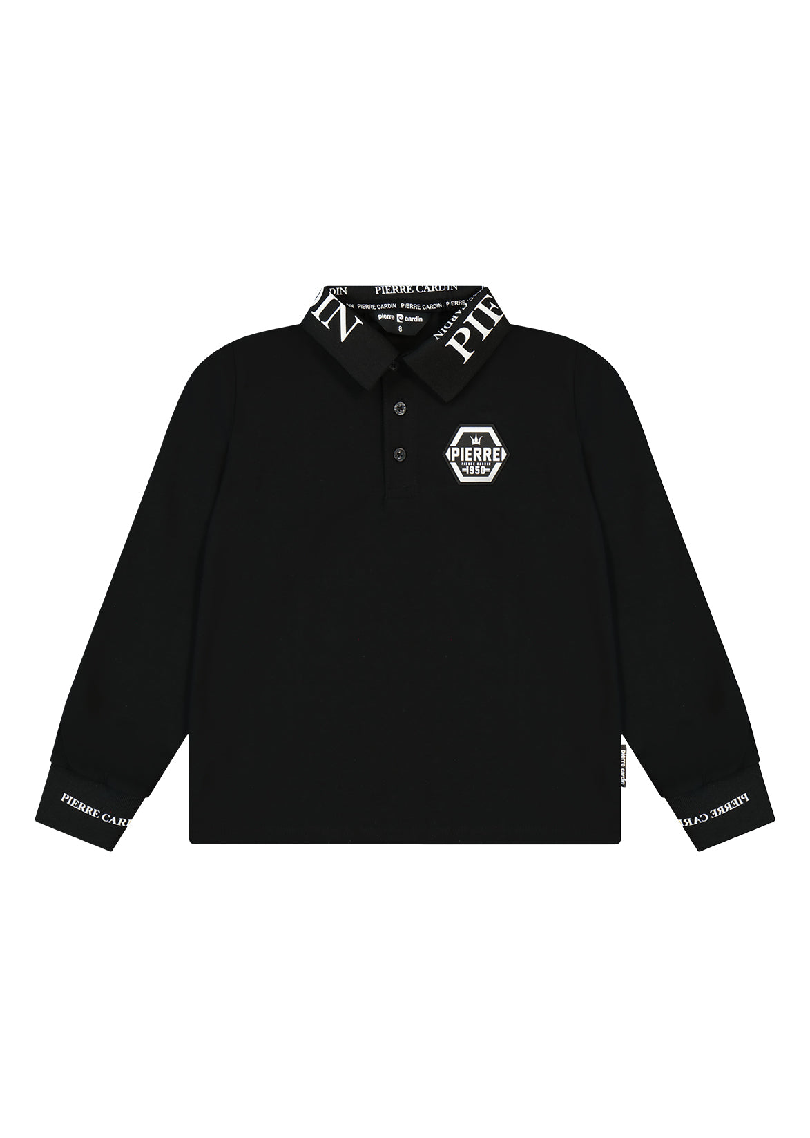 חולצת צווארון PIERRE CARDIN לוגו מותג בצד לילדים BLACK / 4Y